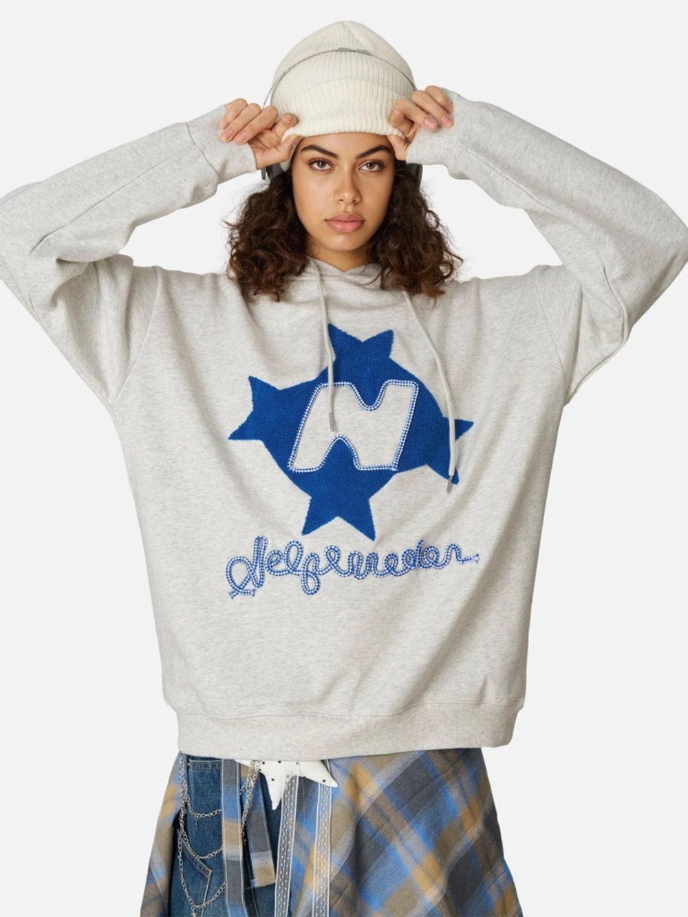 Aelfric Eden hoodie City Logo Graphic Hoodie Light Gray/Blue medium street wear